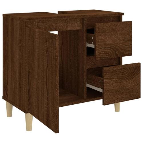 Badeværelsesskab 65x33x60 cm konstrueret træ brun egetræsfarve