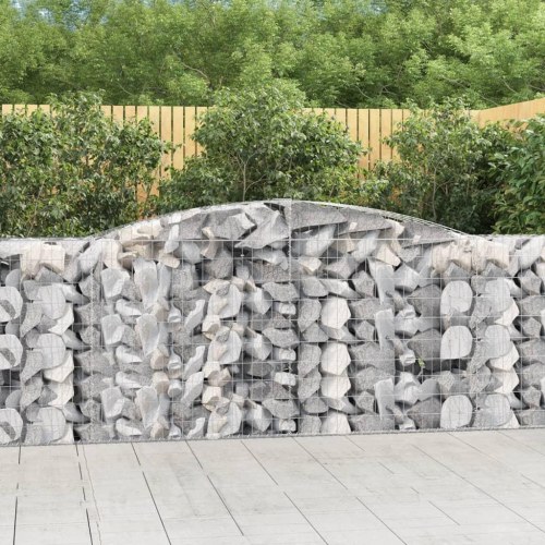 Buede gabionkurve - 2 stk. 400 × 50 × 100/120 cm i galvaniseret jern