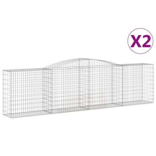 Buede gabionkurve - 2 stk. 400 × 50 × 100/120 cm i galvaniseret jern