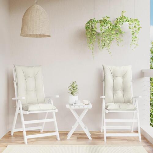 Stolehynder med høj ryg 2 stk. 120x50x7 cm stof cremefarvet