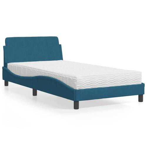 Seng med madras 100x200 cm velour blå