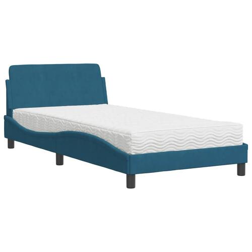 Seng med madras 100x200 cm velour blå