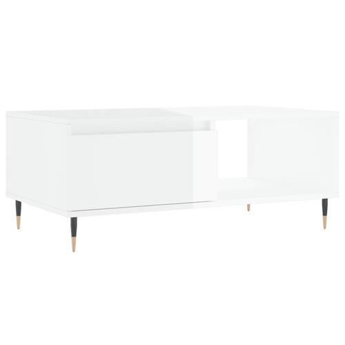 Sofabord 90x50x36,5 cm konstrueret træ hvid højglans