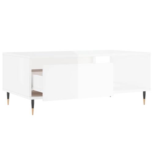 Sofabord 90x50x36,5 cm konstrueret træ hvid højglans