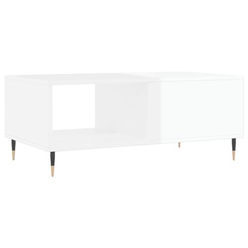 Sofabord 90x50x36,5 cm konstrueret træ hvid højglans