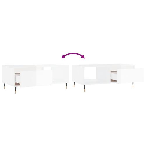 Sofabord 90x50x36,5 cm konstrueret træ hvid højglans