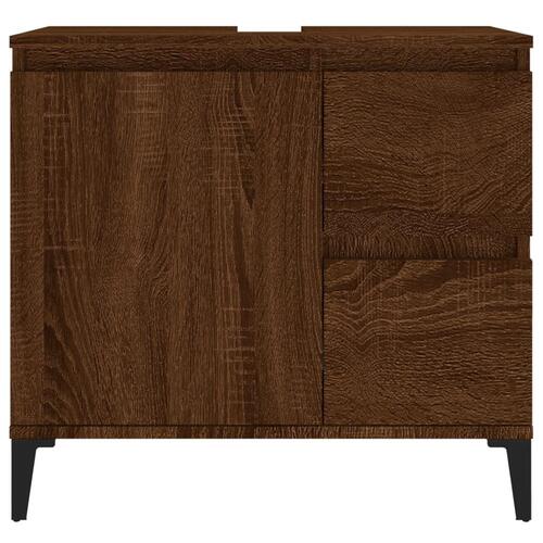 Badeværelsesskab 65x33x60 cm konstrueret træ brun egetræsfarve
