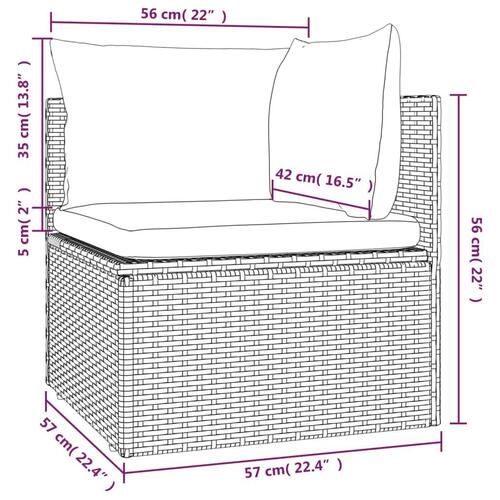 Hjørnemodul til havesofa med hynde 57x57x56 cm polyrattan grå