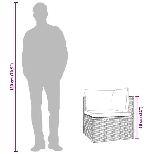 Hjørnemodul til havesofa med hynde 57x57x56 cm polyrattan grå