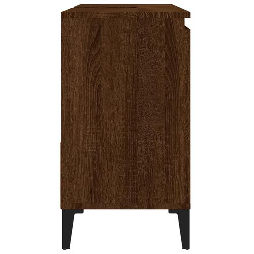 Badeværelsesskab 65x33x60 cm konstrueret træ brun egetræsfarve