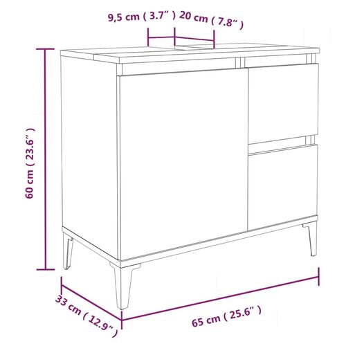 Badeværelsesskab 65x33x60 cm konstrueret træ brun egetræsfarve