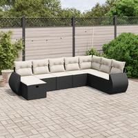 Sofasæt til haven 8 dele med hynder polyrattan sort