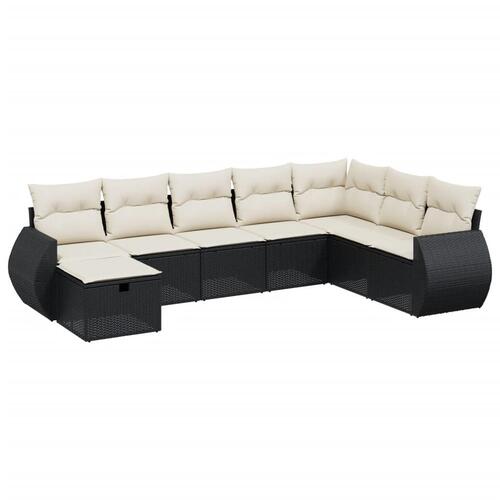 Sofasæt til haven 8 dele med hynder polyrattan sort
