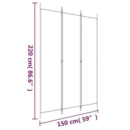 3-panels rumdeler 150x220 cm stof hvid