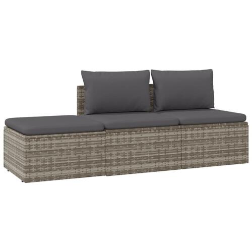 Loungesæt til haven 3 dele med hynder polyrattan grå