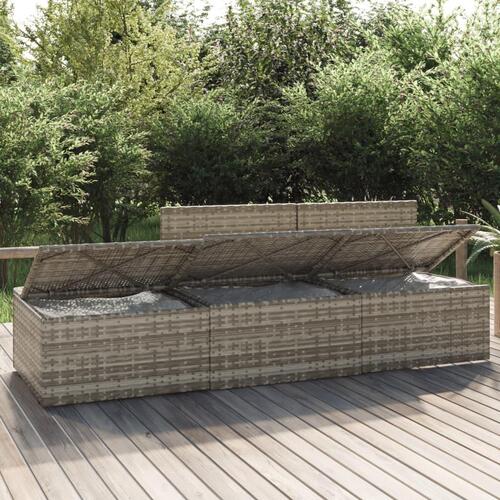 Loungesæt til haven 3 dele med hynder polyrattan grå