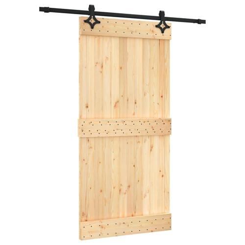 Skydedør med monteringssæt 100x210 cm massivt fyrretræ