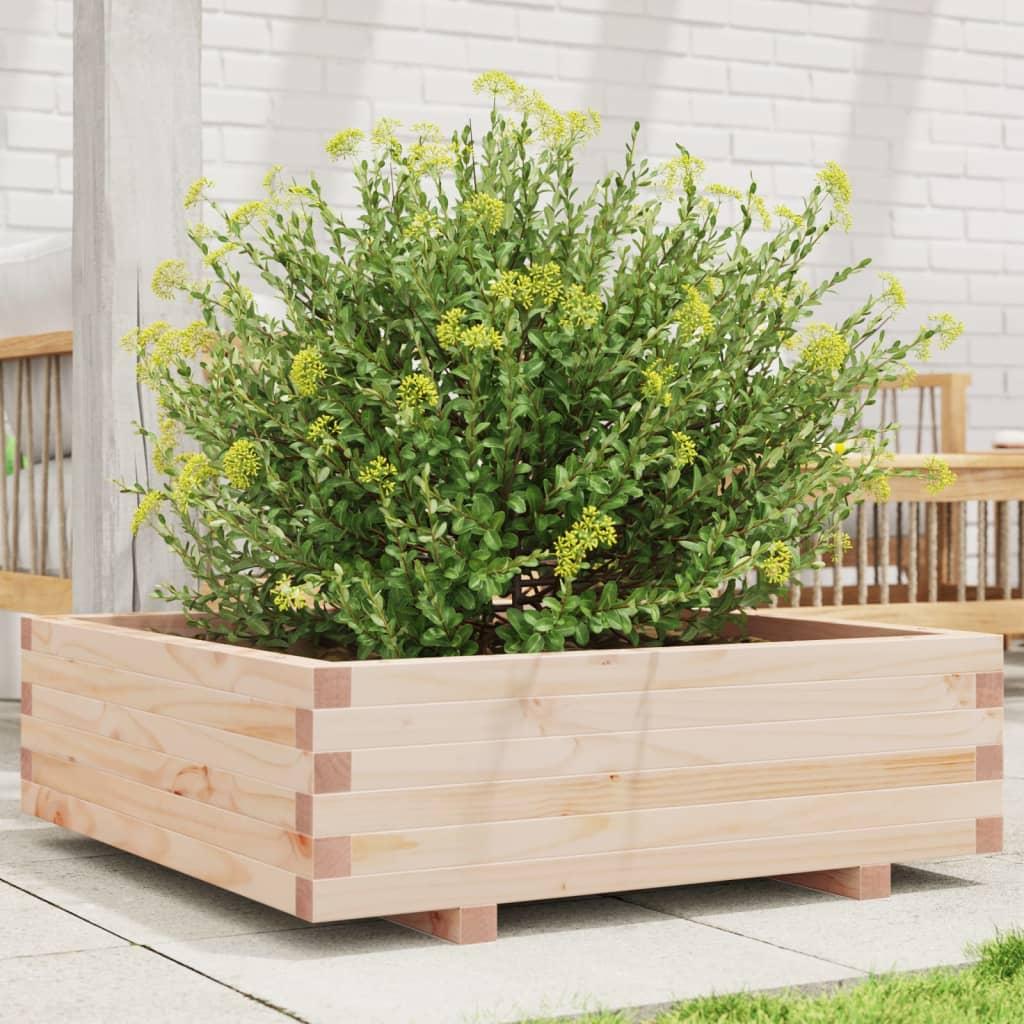 Plantekasse Massivt Fyrretræ Fyrretræ Naturlig - 80 x 80 x 26.5 cm