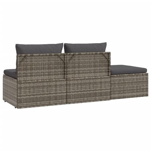 Loungesæt til haven 3 dele med hynder polyrattan grå