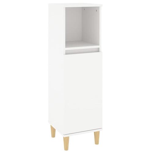 Badeværelsesskab 30x30x100 cm konstrueret træ hvid