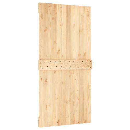 Skydedør med monteringssæt 100x210 cm massivt fyrretræ