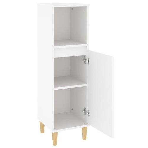 Badeværelsesskab 30x30x100 cm konstrueret træ hvid