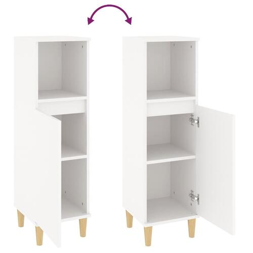 Badeværelsesskab 30x30x100 cm konstrueret træ hvid