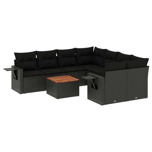 Sofasæt til haven 9 dele med hynder polyrattan sort