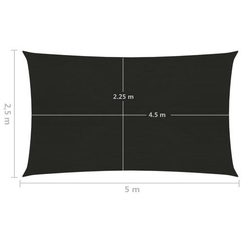 Solsejl 2,5x5 m 160 g/m² HDPE sort