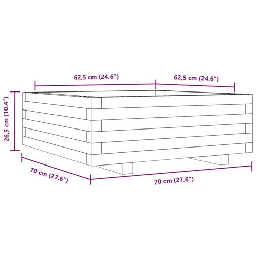 Plantekasse 70x70x26,5 cm massivt fyrretræ