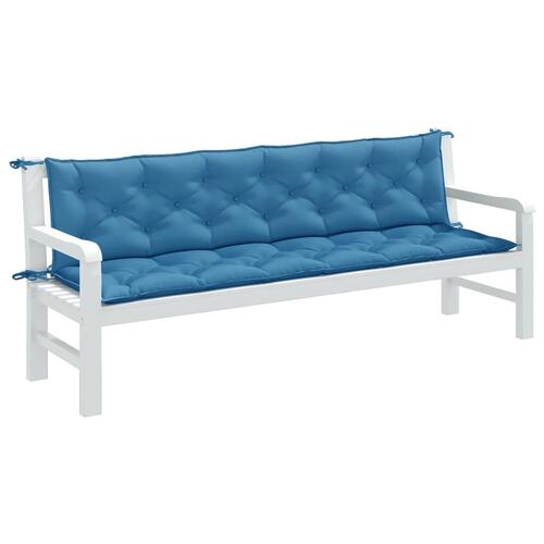 Hynder til havebænk 2 stk. 200x50x7 cm stof meleret blå