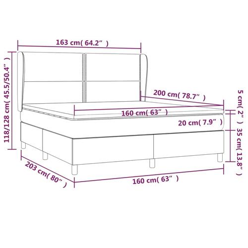 Kontinentalseng med madras 160x200 cm stof sort