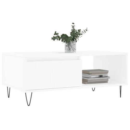 Sofabord 90x50x36,5 cm konstrueret træ hvid