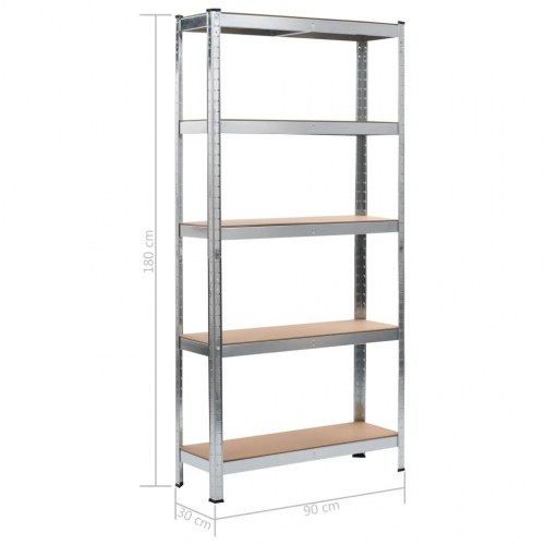 Opbevaringsreoler 2 stk. 90 x 30 x 180 cm cm stål og MDF sølv