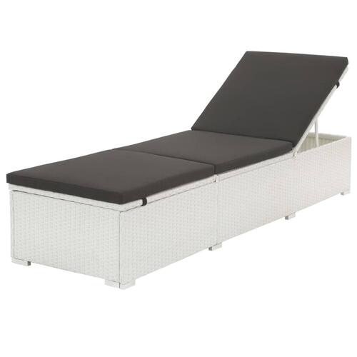 Liggestol med hynde polyrattan hvid