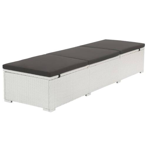 Liggestol med hynde polyrattan hvid