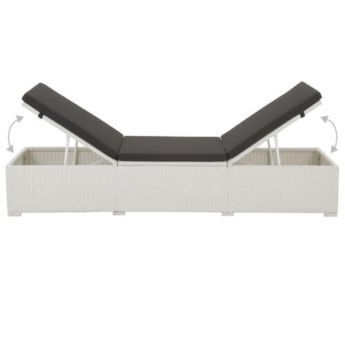 Liggestol med hynde polyrattan hvid