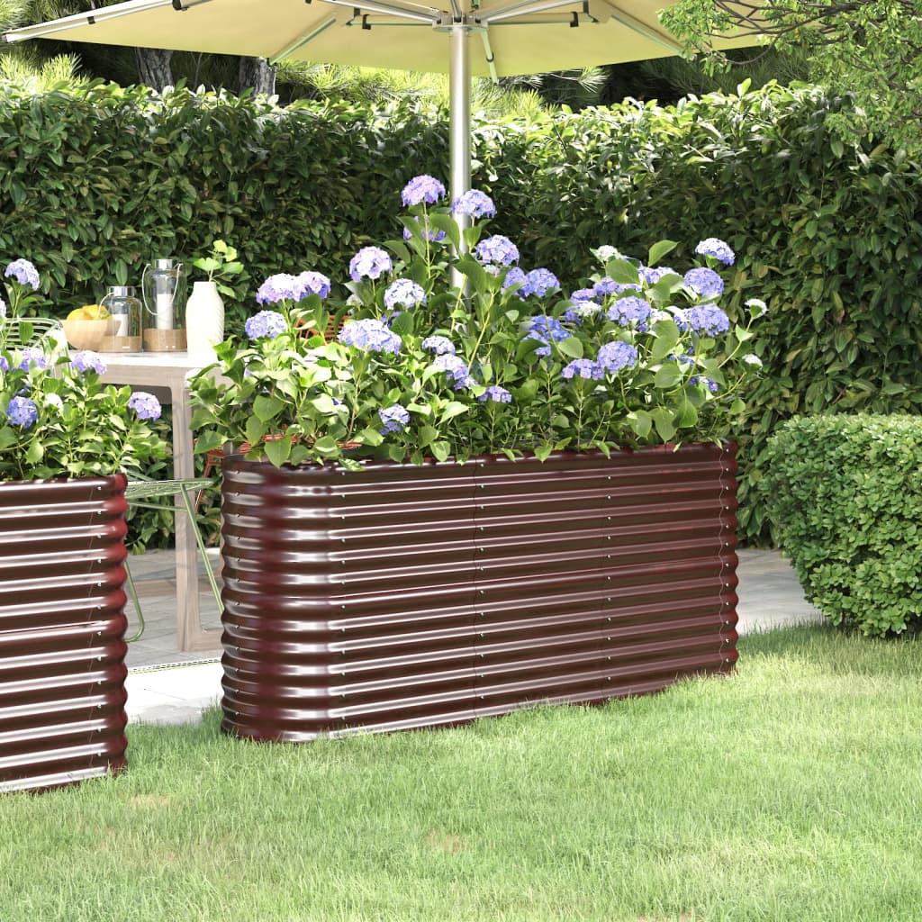 Plantekasse 152x40x68 cm pulverlakeret stål brun