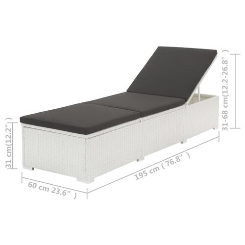 Liggestol med hynde polyrattan hvid