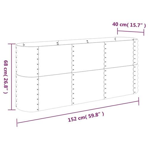 Plantekasse 152x40x68 cm pulverlakeret stål brun