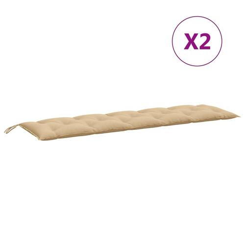 Hynder til havebænk 2 stk. 180x50x7 cm stof meleret beige