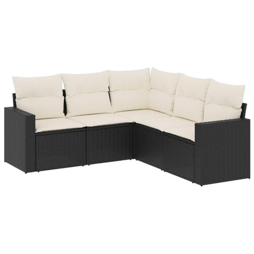 Sofasæt til haven 5 dele med hynder polyrattan sort