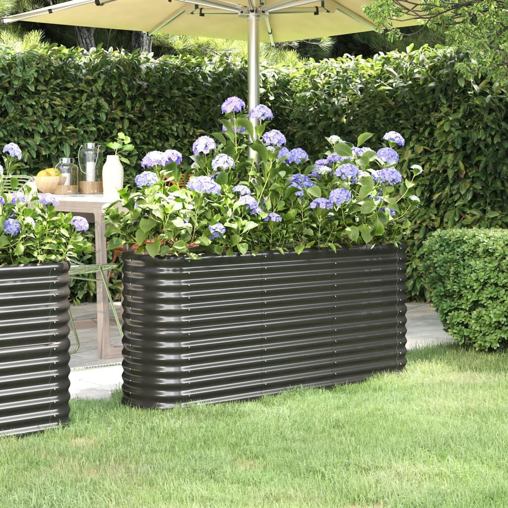 Plantekasse 152x40x68 cm pulverlakeret stål antracitgrå