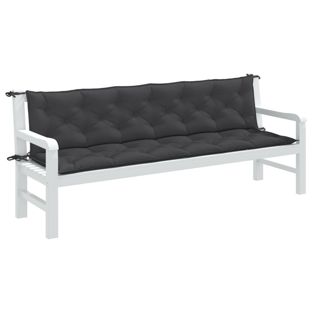 Hynder til havebænk 2 stk. 200x50x7 cm stof meleret antracitgrå
