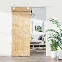 Skydedør med monteringssæt 80x210 cm massivt fyrretræ