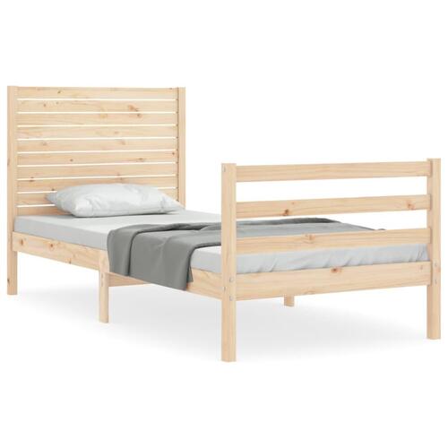 Sengeramme med sengegavl 90x200 cm massivt træ