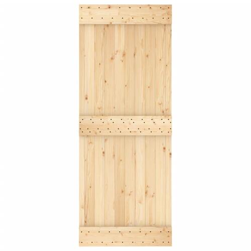 Skydedør med monteringssæt 80x210 cm massivt fyrretræ