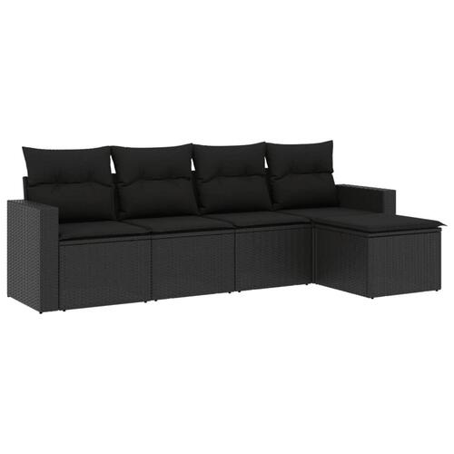 Sofasæt til haven 5 dele med hynder polyrattan sort