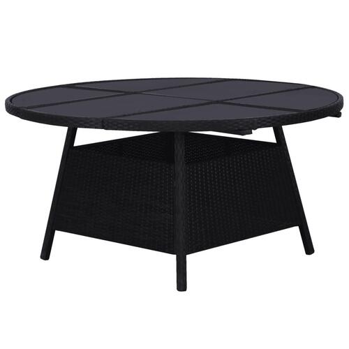 Udendørs spisebordssæt 9 dele med hynder polyrattan sort