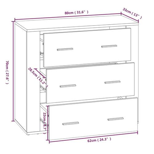 Skænk 80x33x70 cm konstrueret træ betongrå